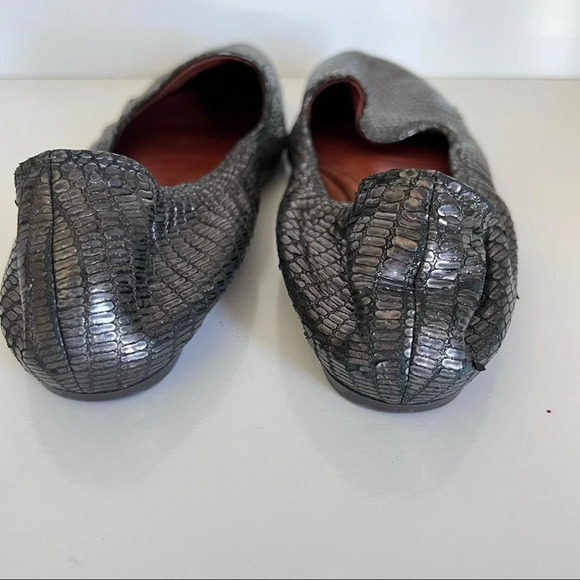 Lanvin Pewter Metallic Textured Loafer Ballet Flat - Picture 9 of 12